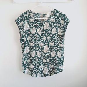 H&M Forest Green & Ivory Palm Leaf Top